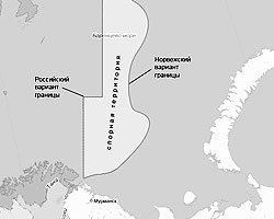 Российский и норвежский варианты морской границы