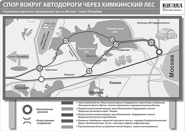 Различные варианты прохождения трассы Москва – Санкт-Петербург (нажмите, чтобы увеличить)