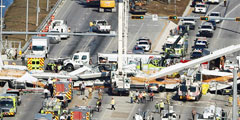 В американском штате Флорида обрушился строящийся пешеходный мост над автомагистралью недалеко от кампуса Международного университета. Погибли не менее шести человек. Обломками придавило восемь машин
