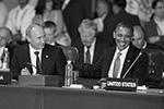 По словам Путина, они с Обамой «нашли много точек соприкосновения». В ответ президент США предложил «отталкиваться от наработок в отношениях», несмотря на вопросы, «по которым есть разногласия». В дальнейшем они встречались еще восемь раз&#160;(фото: Сергей Величкин/ТАСС)