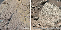 Когда-то в прошлом на Марсе были условия для образования форм жизни, заявили в NASA. К таким выводам ученых подтолкнул анализ данных марсианской породы, взятых марсоходом Curiosity. На этой фотографии запечатлена гора Wopmay в кратере Выносливости на Марсе