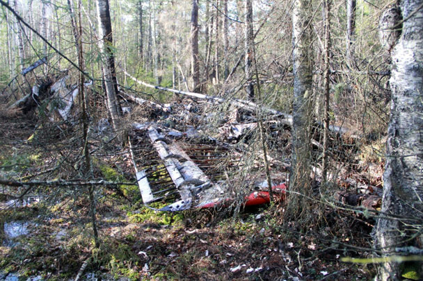 Предполагаемое место катастрофы – в Катасминском болоте – обнаружили два охотника из города Серова Свердловской области. Самолет упал в труднодоступной местности