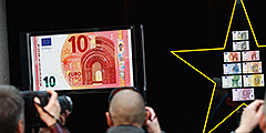 ЕЦБ показал новую банкноту достоинством 10 евро, которая будет запущена в оборот 23 сентября 2014 года. Она получила дополнительную степень защиты, став менее уязвимой перед фальшивомонетчиками