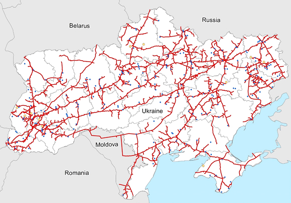 Схема газотранспортной системы Украины в настоящий момент
