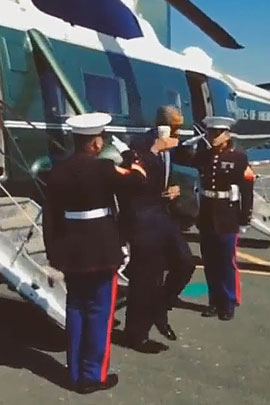 Президент США Барак Обама отдал честь морским пехотинцам, встречающим его в Нью-Йорке, держа в правой руке стакан с напитком. Это вызвало волну возмущения и критики в американских СМИ и социальных сетях. Пользователи Twitter придумали хештег #LatteSalute – воинское приветствие латте