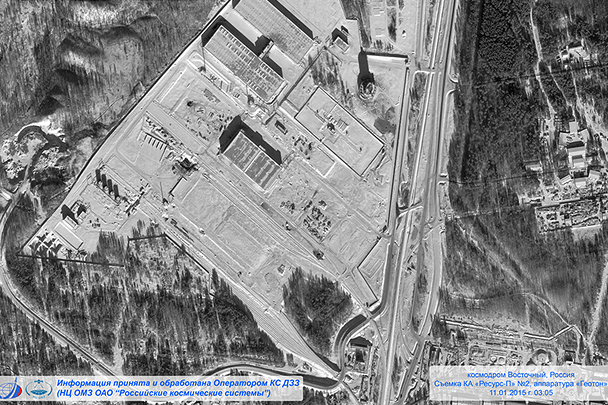 Снимок строительной площадки космодрома Восточный, сделанный высокоточной аппаратурой «Геотон-Сангур»