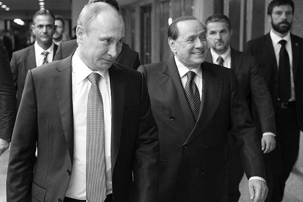 Ближе к вечеру Путин навестил своего друга Сильвио Берлускони. Вместе они поужинали, после чего Берлускони заявил, что намерен инициировать вопрос об отмене санкций против РФ