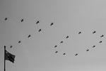 Вертолеты в небе выстроились в цифру 70 - в честь 70-летия победы во Второй мировой войне&#160;(фото: Andy Wong/Reuters)