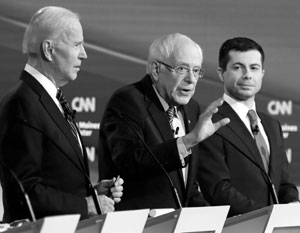Joe Biden, Bernie Sanders et Pete Buttigic