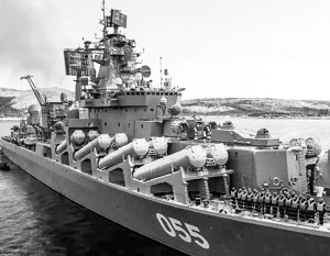 Ракетный крейсер «Маршал Устинов» – один из самых мощных кораблей ВМФ РФ, принимающих участие в данных учениях