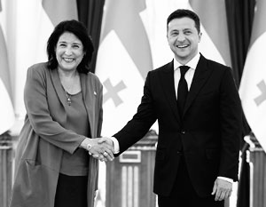 Президент Грузии Саломе Зурабишвили и президент Украины Владимир Зеленский