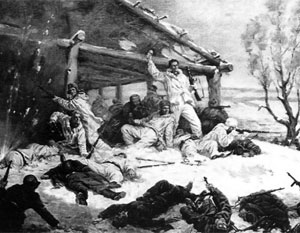 Картина «Подвиг 22 героев-лыжников» запечатлела трагедию спецназа НКВД