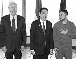 Владимир Зеленский и лидеры США и Японии