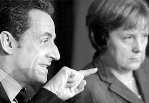 Президент Франции Николя Саркози и канцлер ФРГ Ангела Меркель