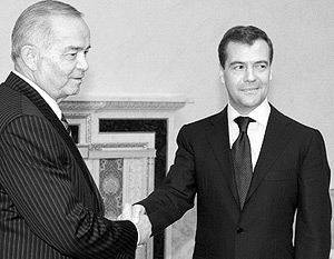 Президент Узбекистана Ислам Каримов и президент России Дмитрий Медведев