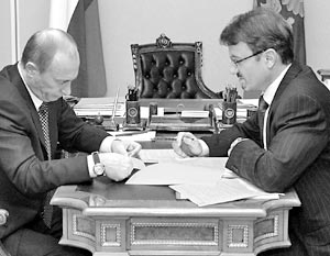 Президент РФ Владимир Путин и министр экономического развития Герман Греф