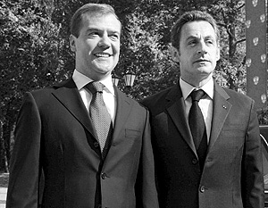Президенты России Дмитрий Медведев и Франции Николя Саркози