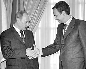 Президент России Владимир Путин и премьер-министр Испании Хосе Луис Родригес Сапатеро
