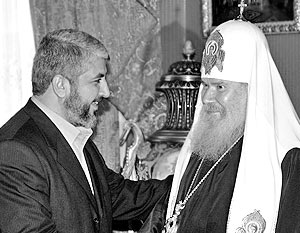 Лидер движения «Хамас» Халед Машааль и Патриарх Московский и всея Руси Алексий Второй