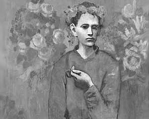 Фрагмент картины Пабло Пикассо «Мальчик с трубкой» 