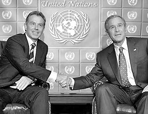 Премьер-министр Великобритании Тони Блэр и  Джордж Буш