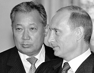 Президент Киргизской Республики Курманбек Бакиев и Владимир Путин