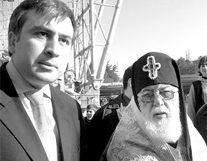 Президент Михаил Саакашвили и патриарх Грузии Илия II