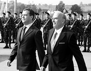 Президент России и президент Швейцарской Конфедерации Ханс-Рудольф Мерц