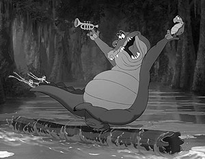 Поющего и танцующего крокодила-трубача, как и самого известного уроженца Нового Орлеана, зовут Луи