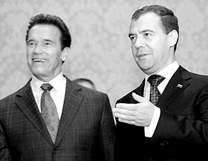 Арнольд Шварценеггер польщен тем, что визит Дмитрия Медведева в США начался с его штата 