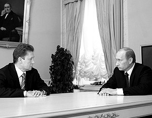 Алексей Миллер докладывает Владимиру Путину о ситуации с Белоруссией