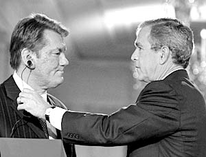 Президент Украины Виктор Ющенко и президент США Джордж Буш