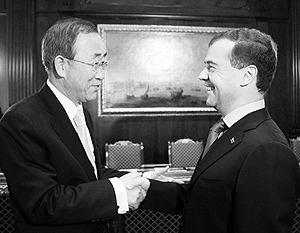 Пан Ги Мун попросил у Дмитрия Медведева поддержки 