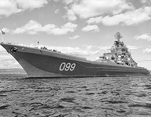 Атомный крейсер «Петр Великий» приготовился к стрельбам из орудий главного калибра