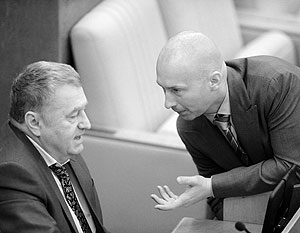 Владимир Жириновский и его сын Игорь Лебедев - оба депутаты Госдумы, яркий пример семейственности в российском парламенте