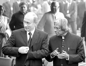 Президенты РФ и Индии Владимир Путин и Абдул Калам
