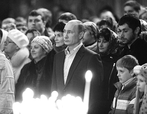 Путин поздравил православных с Рождеством Христовым