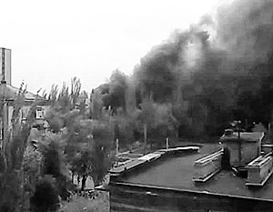 В здании УВД Мариуполя начался сильный пожар