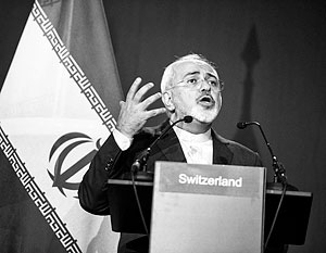 Министр иностранных дел Ирана Зариф после достижения предварительных договоренностей на переговорах в Лозанне