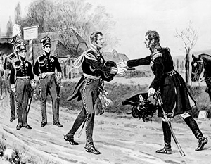 Встреча короля Пруссии Фридриха-Вильгельма III и императора Александра I в марте 1813 года (художних Вольдемар Фридрих) 