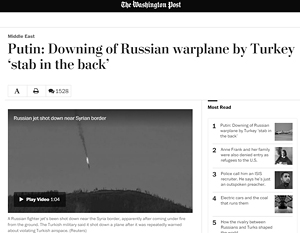 Заявление Путина об «ударе в спину» попало в заголовки ведущих западных СМИ
