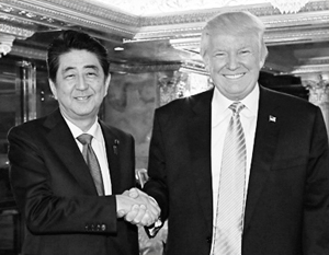 Избранный президент США Дональд Трамп встретился с японским премьер-министром Синдзо Абэ