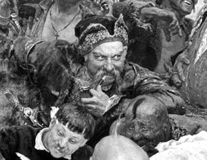 Казак Иван Серко с картины Репина, словно форпост русско-украинской войны в «Википедии», непрерывно переходит из рук в руки