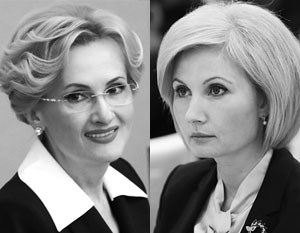 В числе соискательниц на пост лидера фракции ЕР упоминаются Ирина Яровая (слева) и Ольга Баталина
