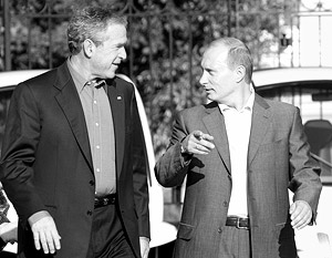 В воскресенье вечером начнутся двухдневные переговоры Владимира Путина с президентом США Джорджем Бушем