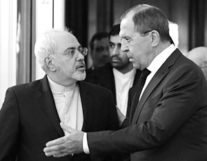 Глава МИД Ирана Мохаммад Джавад Зариф на встрече с Сергеем Лавровым в Москве. Ряд СМИ описывают ее как «холодную»