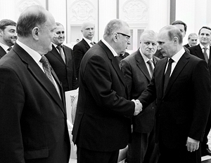 Владимир Путин с Владимиром Жириновским и Геннадием Зюгановым