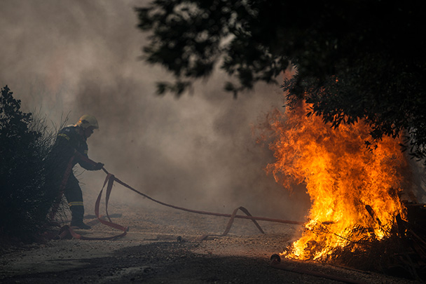 Сразу несколько стран Европы переживают волну сильных лесных пожаров. На фото – огонь, вспыхнувший на окраине Афин и вынудивший местных жителей эвакуироваться. Для тушения задействованы десятки пожарных машин и самолетов