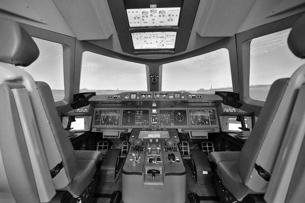Объединенная авиастроительная корпорация впервые опубликовала предполагаемое изображение интерьера перспективного российского лайнера МС-21 – как кабины пилотов, так и пассажирского отсека