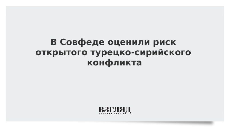 В Совфеде оценили риск открытого турецко-сирийского конфликта